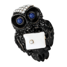 Broche en forme de hibou, Badge en alliage de Zinc,-Noir