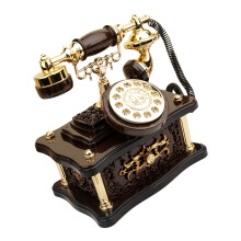 Musical Ornament Rotary Dials Telephone Music Box-Square brown