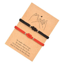 Elegant Red And Black Braided Couple Bracelet Adjustable-A02