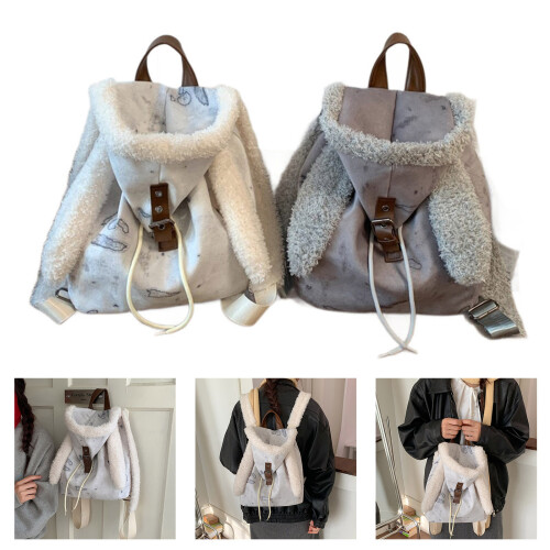 Niedlicher Rucksack mit Hasenohren, koreanischer Stil,-Grau 2