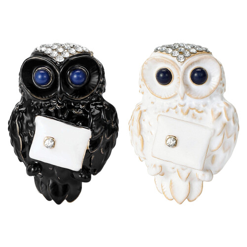 Broche créative en forme de hibou en émail, accessoire de-Blanc 1