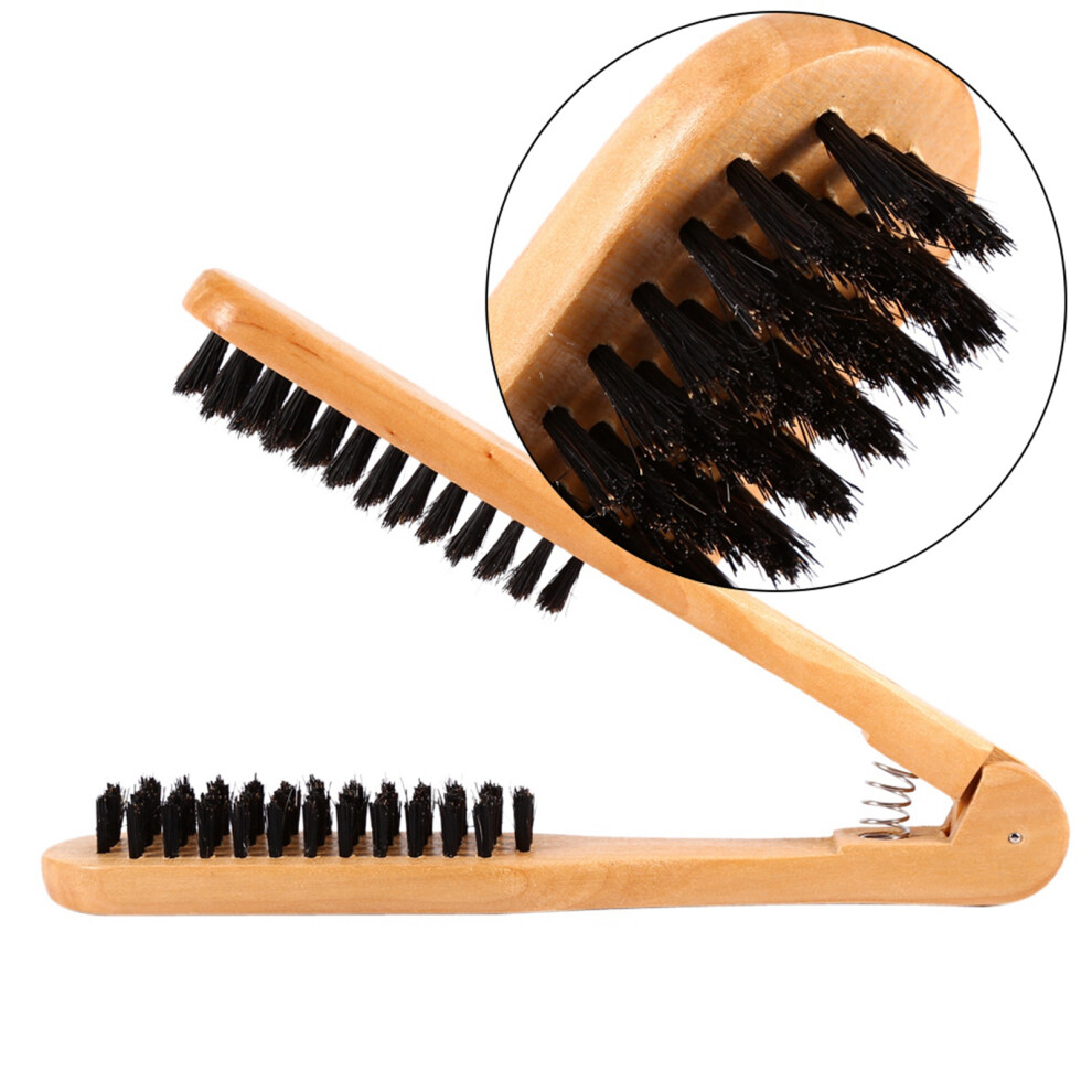 Professional Wooden Double Brush Hair Straightener Comb 21.5cm Anti-Static