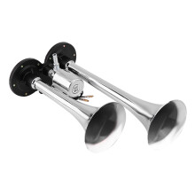 Chrome Dual Trumpet 150db Air Horn Kit