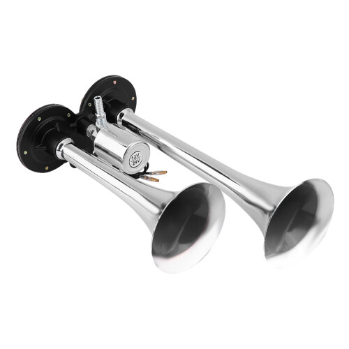 Chrome Dual Trumpet 150db Air Horn Kit