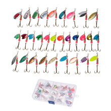 30 Pcs Metal Fishing Lures Set with Storage Box, Bright Colors, 1.57 Inch