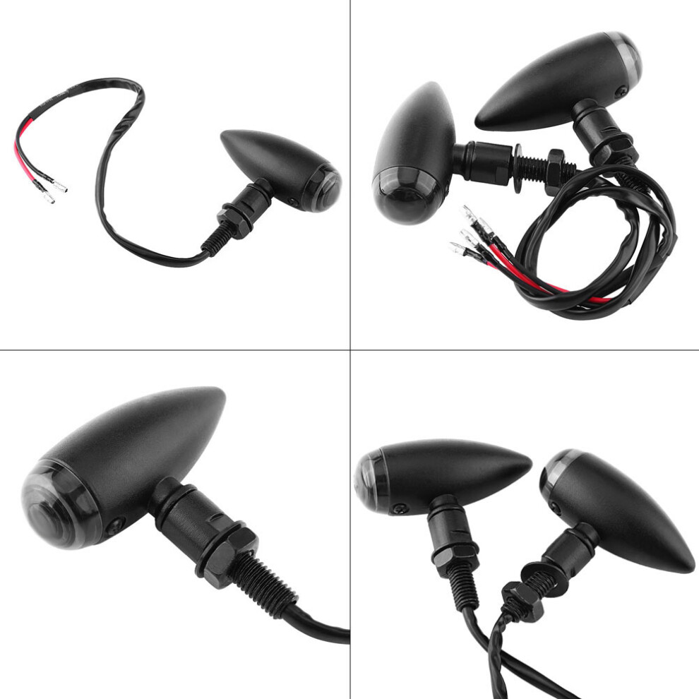 2Pcs Bullet Motorcycle Turn Signals, 12V, 7.3X2.9cm Black/Amber 5041393049172