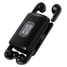 2 in 1 Dual Pair Wireless BT Earphones in Ear Half in Ear Painless Wearing Hifi Noise Cancellation Couple Earbuds Black