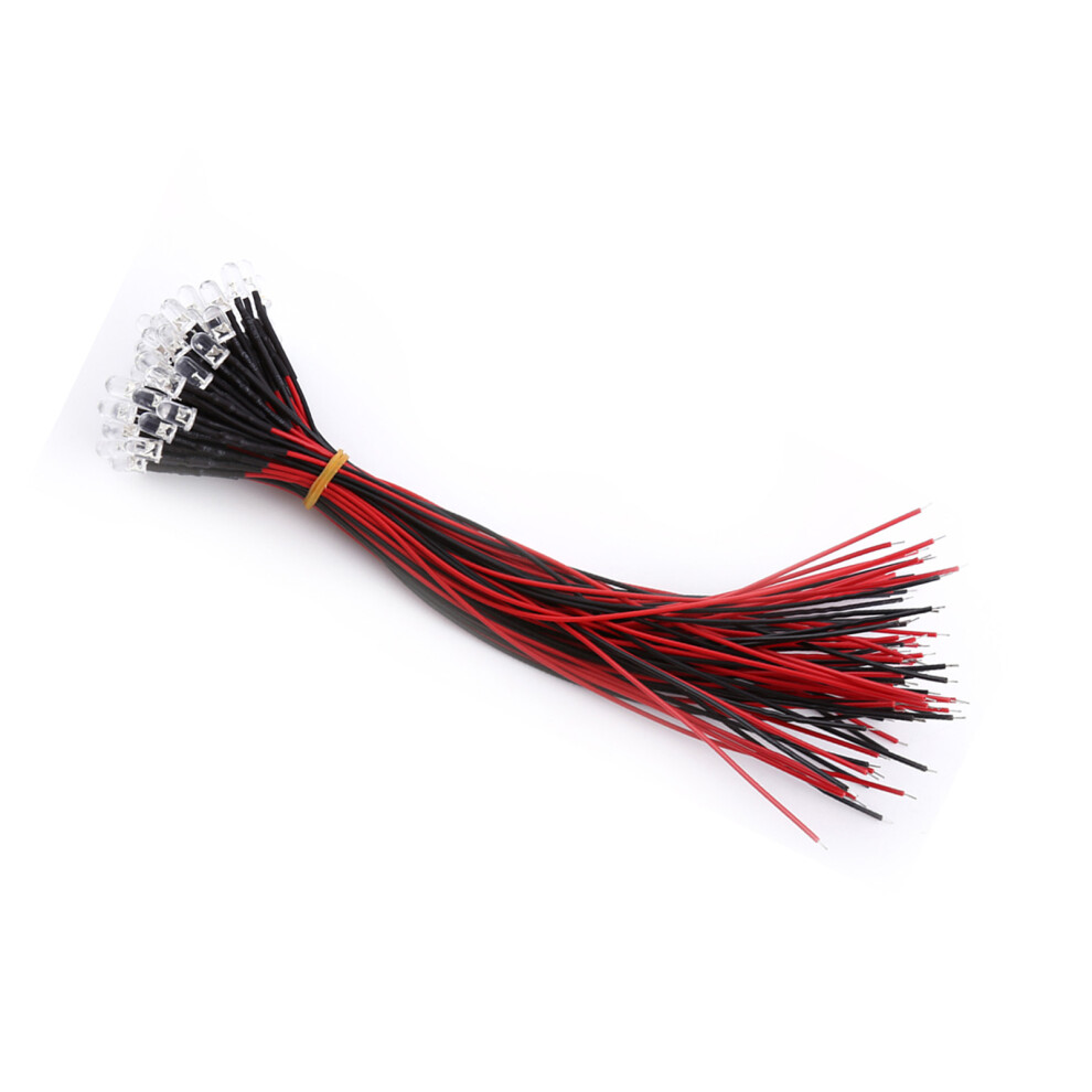 50Pcs 9-12V Pre-Wired Led Diodes 3Mm/5Mm/10Mm White Red Blue Green 8741393049628
