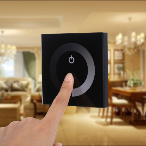 Single Color LED Dimmer Wall Switch Controller Touch Panel DC 12V-24V Black 2