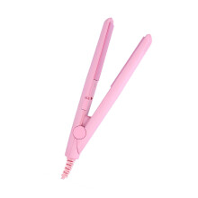 2-in-1 Mini Ceramic Tourmaline Hair Straightener Curling Iron Pink 20W