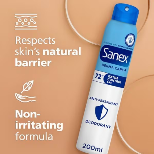 Sanex 6 x 200ml Sanex Dermo EXTRA CONTROL Antiperspirant Deodorant Body Spray 2