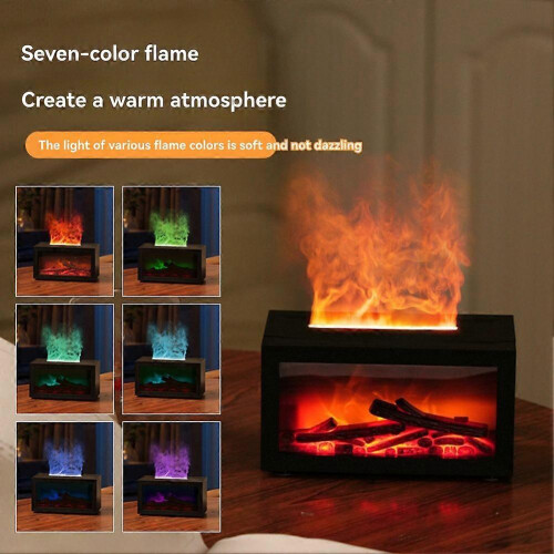 Air Humidifier Essential Fragrance Diffuser with Night Light Retro Fireplace Humidifier Flame Humidifier Aroma Diffuser 1