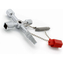 Adjustable Wrenches Universal Cross Wrench, Practical 4-Way Multifunctional Wrench, Silver Control Cabinet Key, Used for Water and Electricity Meters,