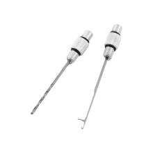 2-in-1 Aluminium Alloy Fishing Hook Set with Bait Needle & Drill, Silver
