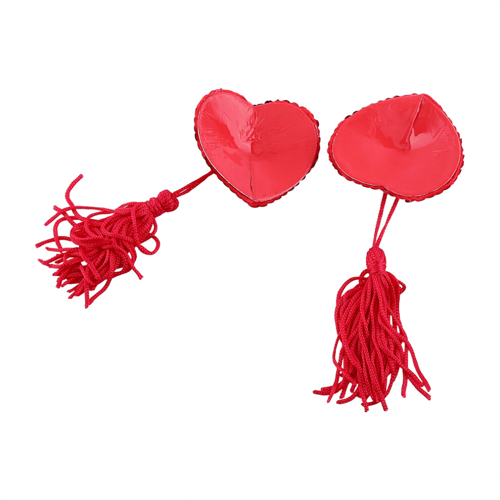 Red Lady's Heart Shape Pasties, Adhesive Nipple Covers, Sexy Lingerie