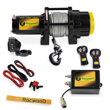 12v Electric Winch 4500lbs RocwooD Steel Heavy Duty Fairlead Remote Control
