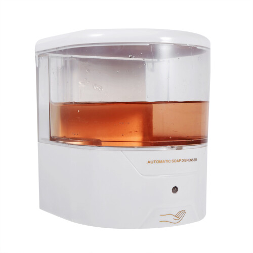 600ML White ABS Automatic Sensor Wall Soap Dispenser, 11x13.2x12.7cm