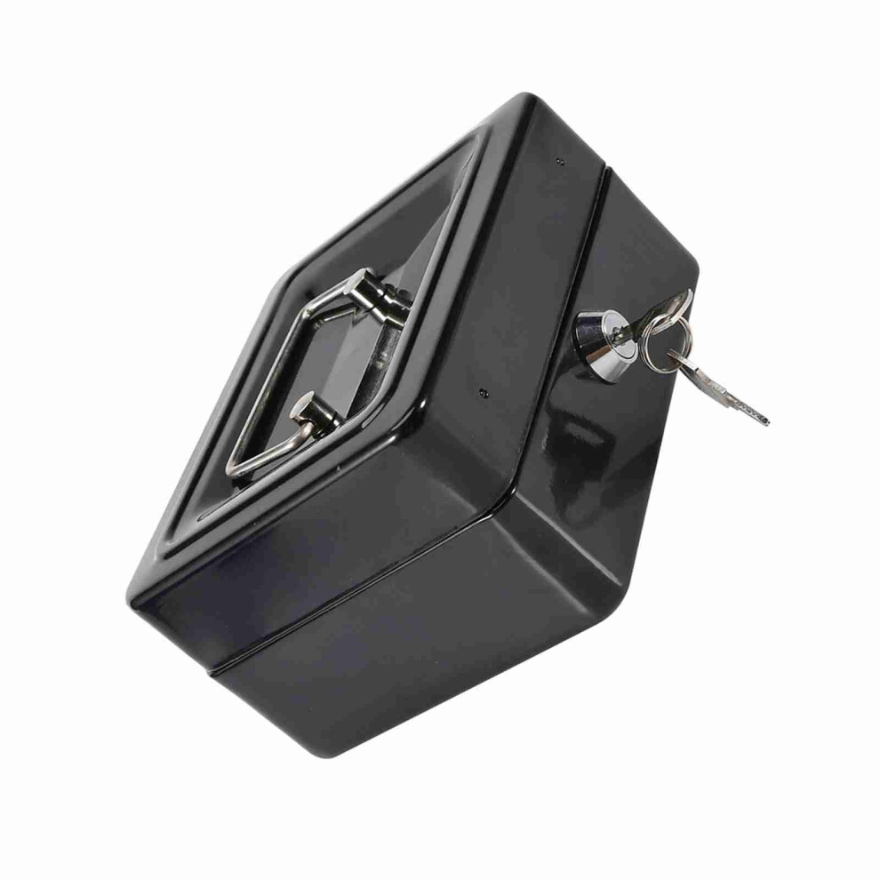 Small Portable Cash & Coin Safe Lockable Security Box - Black Household Safe 7641393053988