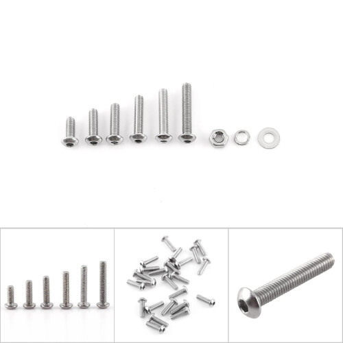 M3 304 Stainless Steel Hex Socket Screws & Nuts Set - High Strength Button Head 2