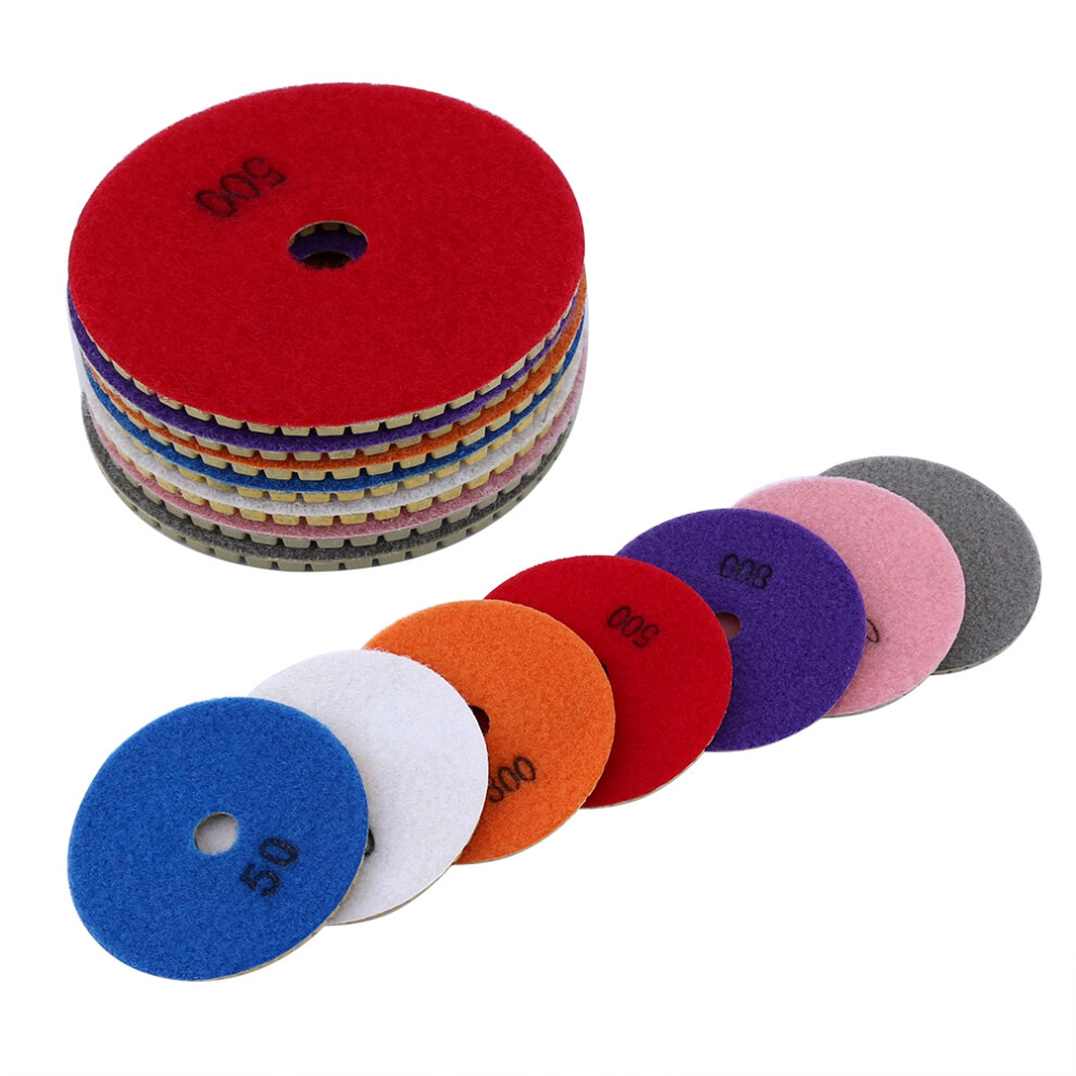 7Pcs Wet Diamond Polishing Pads 100Mm For Granite Marble Concrete 4Inch 6941363105183