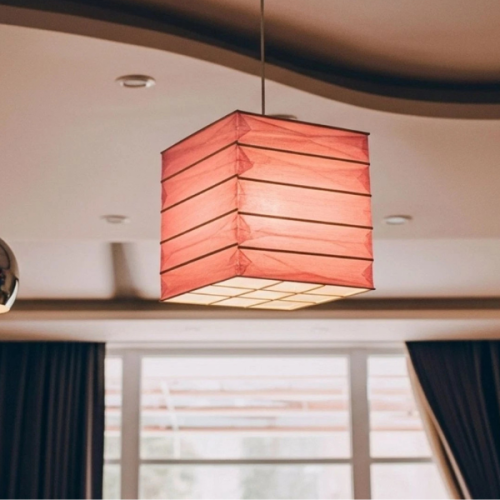 12" Square Paper Pendant Lantern Ceiling Light