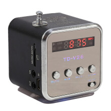 Portable Mini Speaker Music Player FM Radio TF Card U Disk Black 5x5x5.2cm