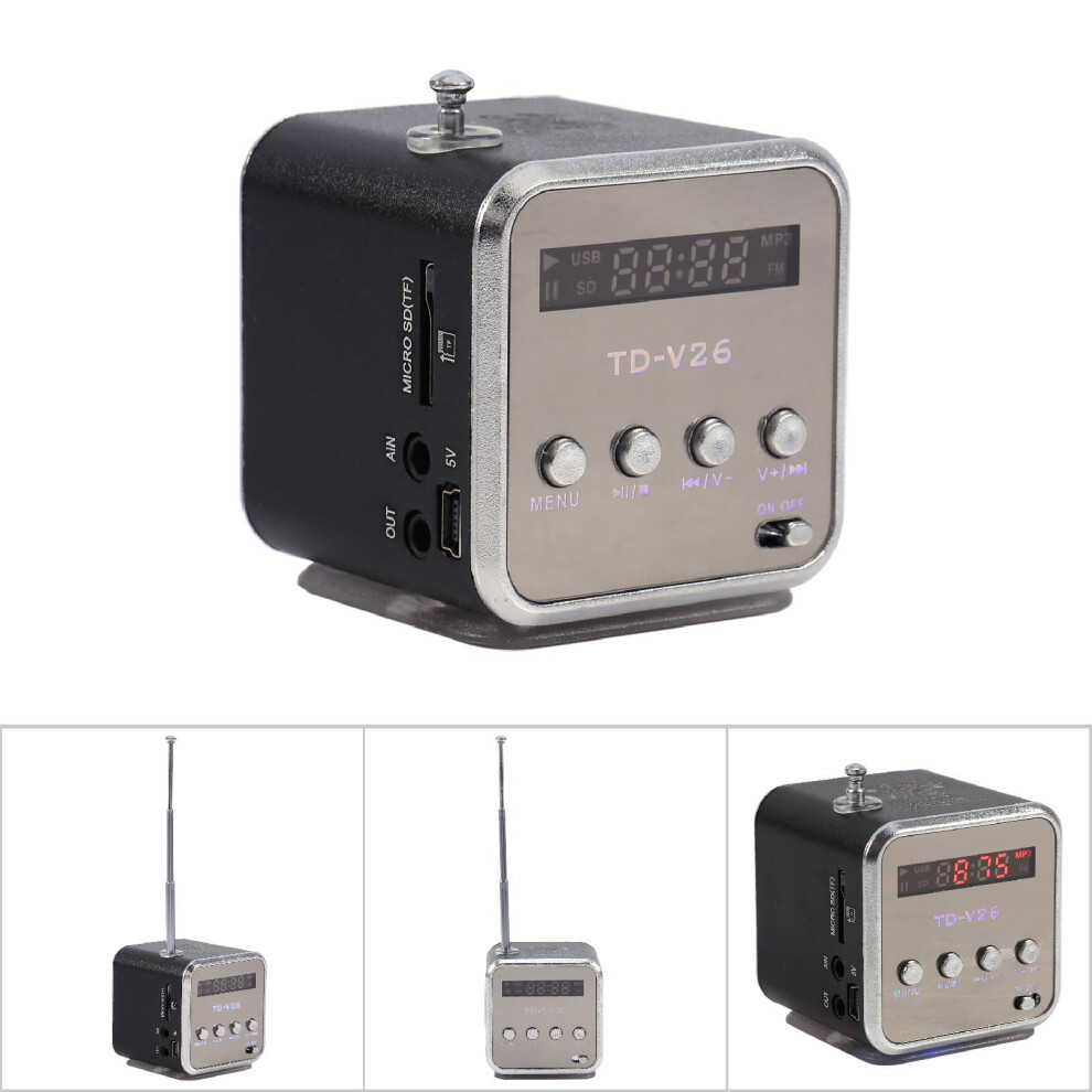 Mini Portable Speaker Fm Radio Tf Card U Disk 5X5x5.2cm Black 8721393144356