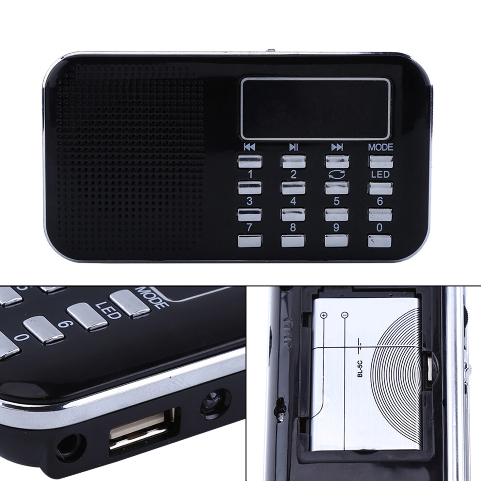 Mini Portable Lcd Am/Fm Radio Speaker With Usb Tf Card, 600Mah Battery 7901393144513