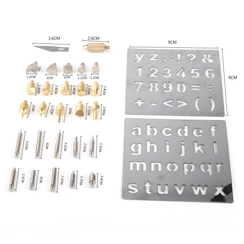 Pyrography Woodworking & Soldering Tips Set with Stencils, Brass & Iron Tips 2