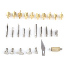 Pyrography Woodworking & Soldering Tips Set with Stencils, Brass & Iron Tips