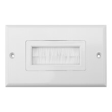 Plastic Wall Mount Cable Outlet Cover Plate with Anti Dust Brush for Multimedia