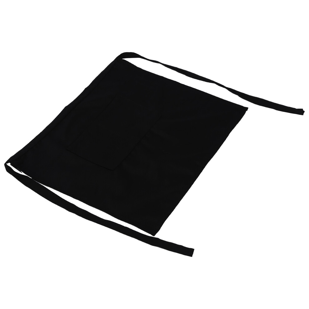 Black Half Waist Apron With Pockets For Home Kitchen & Cafã© Waitstaff 70Cm 5091393063043