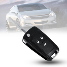 Flip Folding Remote Key Shell Case for Vauxhall Opel Astra Insignia Zafira, 3 Buttons, Black