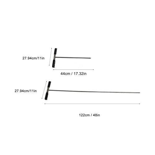 Stainless Steel Adjustable Soil Sample Probe with T Handle, 32-48inch 1