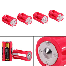 Portable 4pcs AAA to C Battery Converter Adapter Red, Compact & Durable
