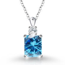 (【December】 Blue Diamond, Rose gold) HKEDES Women's S925 Sterling Silver Square 12 Birthstone Pendant Necklace, Minimalist Fashion Clavicle Chain