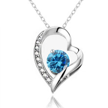 (【December】 Blue Diamond, Gold color) HKEDES Fashion Women's S925 Silver Heart Necklace, Minimalist Pendant Clavicle Chain, Festival Gift