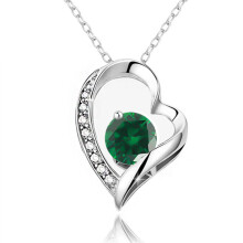 (【May】 Green Diamond, Gold color) HKEDES Fashion Women's S925 Silver Heart Necklace, Minimalist Pendant Clavicle Chain, Festival Gift