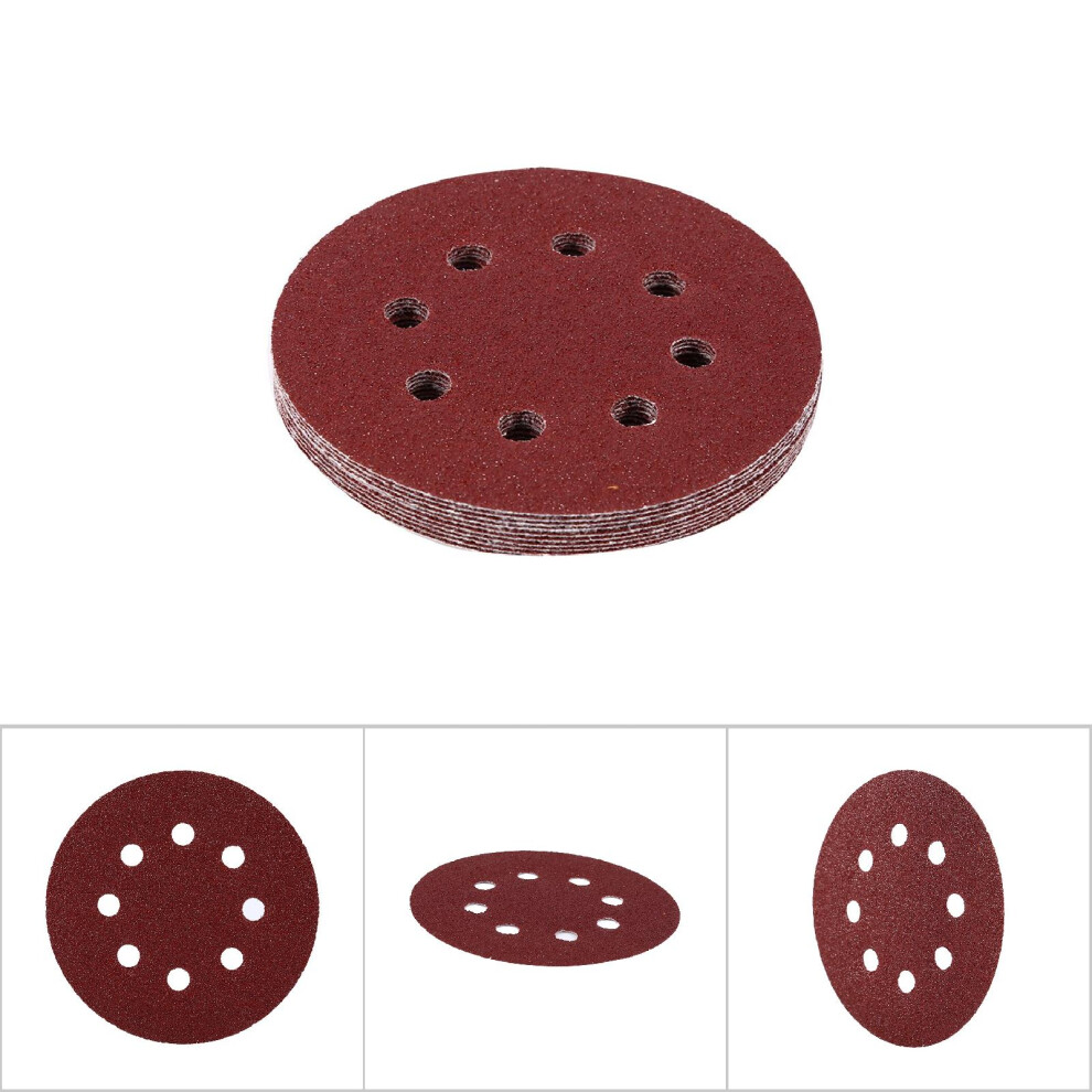 125Mm Red Sanding Discs 8-Hole Grit Sandpapers For Polishing & Refinishing 60# 5001393147438