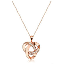 (Rose gold) HKEDES New Arrival S925 Sterling Silver Four-Leaf Clover Necklace, Full Diamond Pendant Fashion Jewelry Gift for Women
