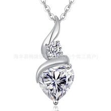 (1ct moissanite, Rose gold) HKEDES New 1CT Moissanite S925 Sterling Silver Heart Necklace, Niche Stylish Clavicle Pendant for Women