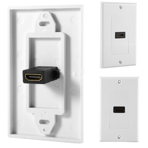 White HDMI Wall Plate 1 Port