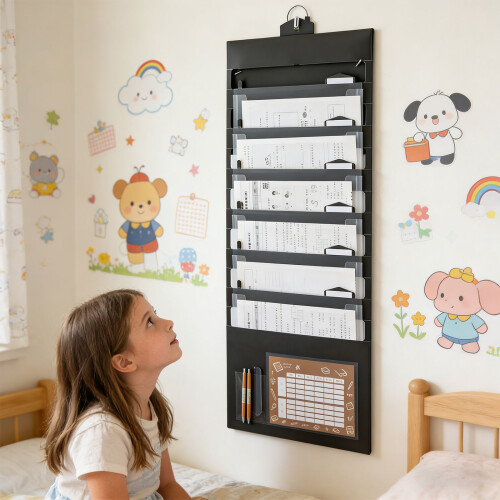Foldable Wall Hanging Document Sleeve With 6 Sections For-White 2