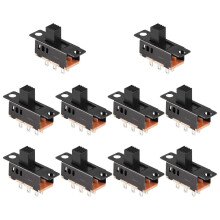 10 Stücke Hoher Knopf 6-polige 3-Position DPDT-Panel Schiebeschalter 0,5A 50V DC