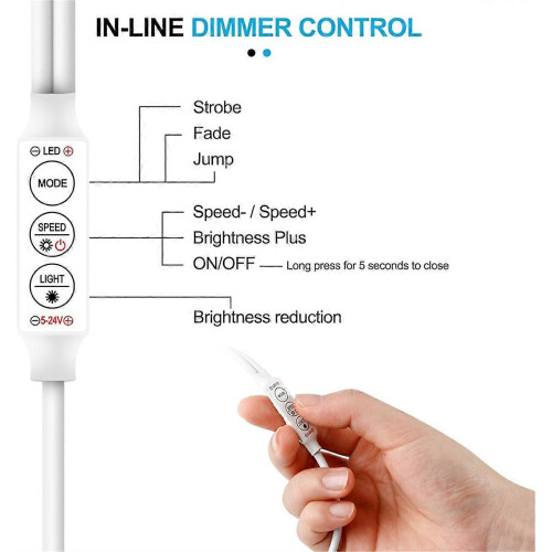 Remote Dimmer Controller for Single Color LED Strip Lights, 5-24V Wireless Controller for 3528/5050/ 2