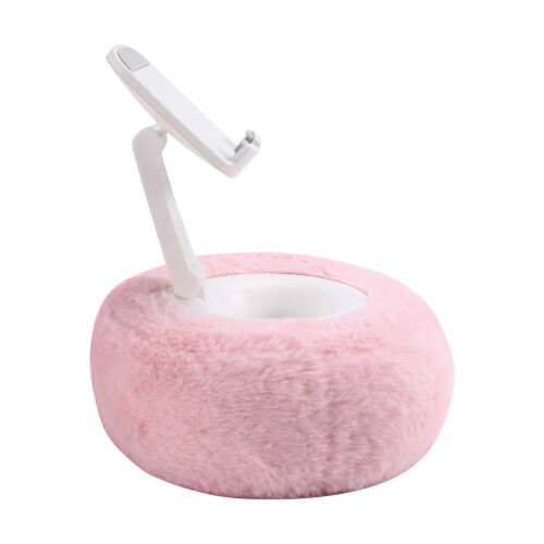 Ρυθμιζόμενο για Kindle Pillow Stand Reading Support με Fuzzy Bowl 360 Θήκη τηλεφώνου για κρεβάτι Ροζ 2