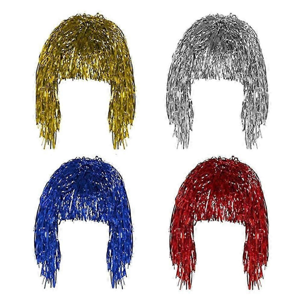 Unisex 4Pcs Fashionable Foil Tinsel Wigs Hair Wigs Cosplay Wigs Hair Wigs For Party
