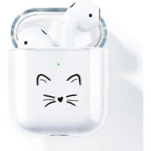 KINZON Chat Coque AirPods-Hülle, kompatibel mit AirPods 2 & 1 Coques Silikon Transparenter Hausschutz Etui Coque AirPods Coque Coque (LED Av