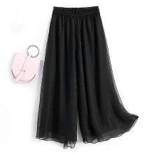 Chiffon weite Hosen Doppelschichtige fließende Swing-Tanzhosen Rock mit hoher Taille locker Frauen lange Chiffonhosen