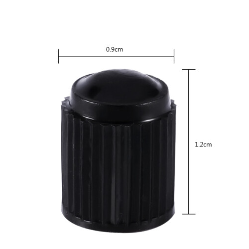 100 Black Plastic Tyre Valve Caps Pack 1
